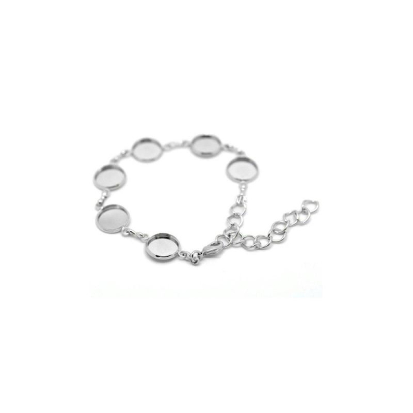 Bracelet supports cabochon couleur argenté 18.0cm Long - Photo n°1