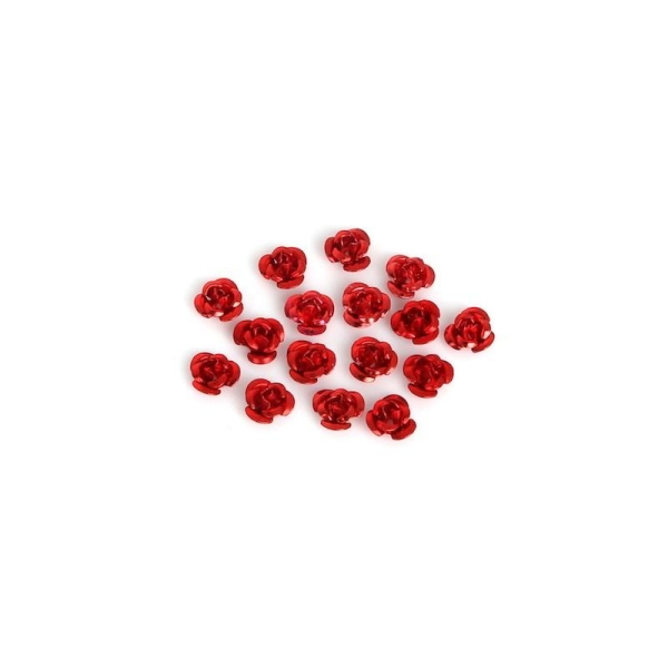 20 Perles fleur rouge aluminium 6 mm Métallisées Intercalaire - Photo n°1