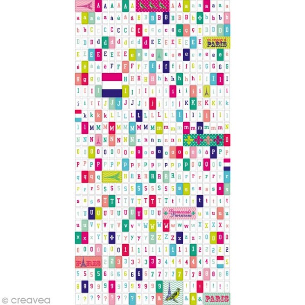 Stickers alphabet Paris - 1 planche 15 x 30 cm - Photo n°2