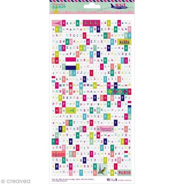 Stickers alphabet Paris - 1 planche 15 x 30 cm - Photo n°1