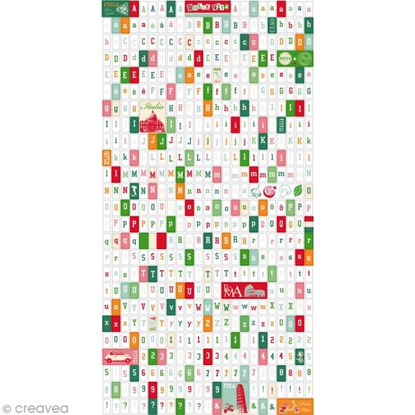 Stickers alphabet Italie - 1 planche 15 x 30 cm - Photo n°2