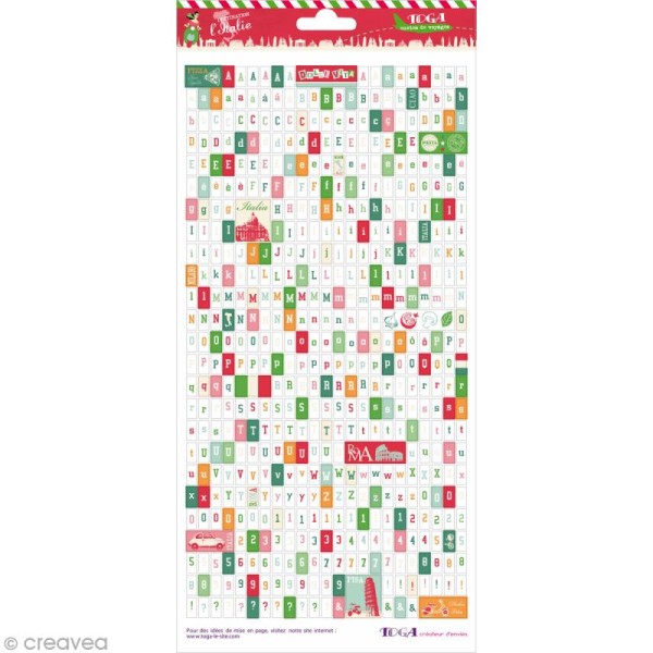 Stickers alphabet Italie - 1 planche 15 x 30 cm - Photo n°1