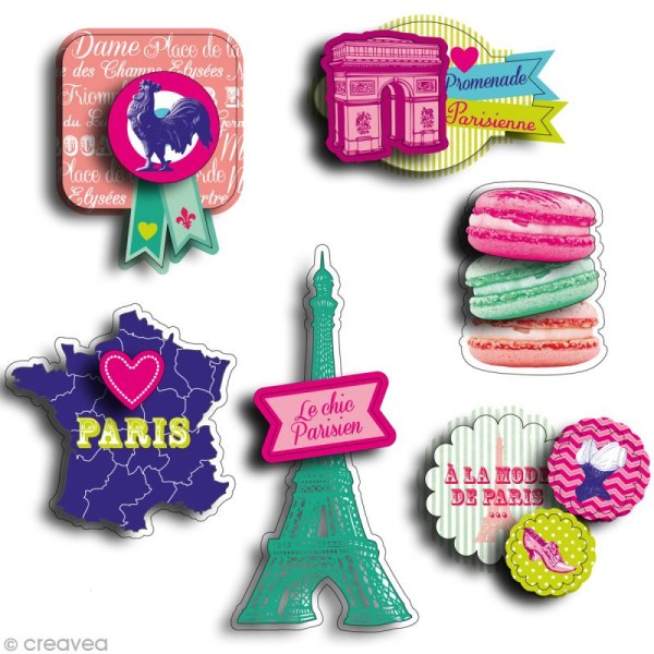 Stickers 3D Paris Toga - 1 planche 15 x 15 cm - Photo n°2