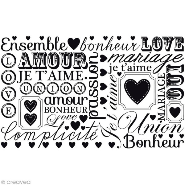 Tampon bois  Mariage - Ensemble Amour - 12 x 7,5 cm - Photo n°2