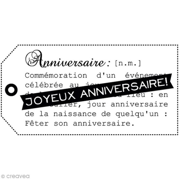 Tampon bois  Anniversaire - Joyeux anniversaire Etiquette - 6 x 4 cm - Photo n°2