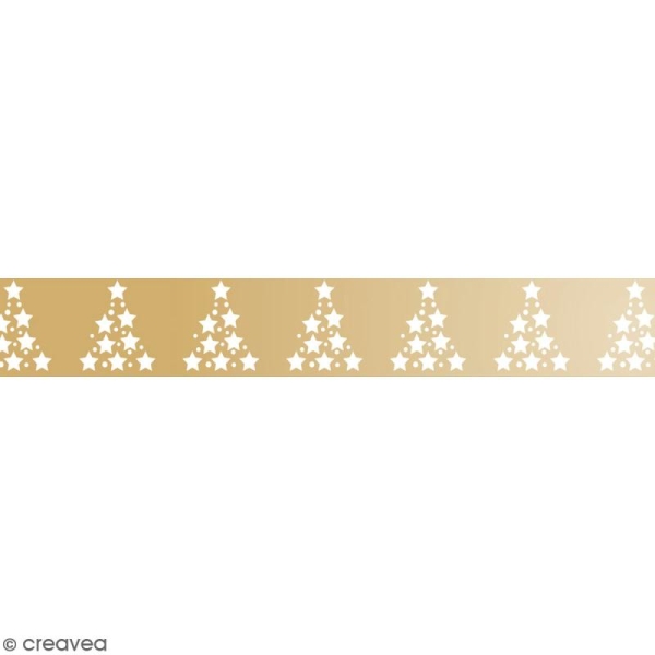 Masking tape Toga - Sapin et étoiles dorées - 1,5 cm x 10 m - Photo n°1