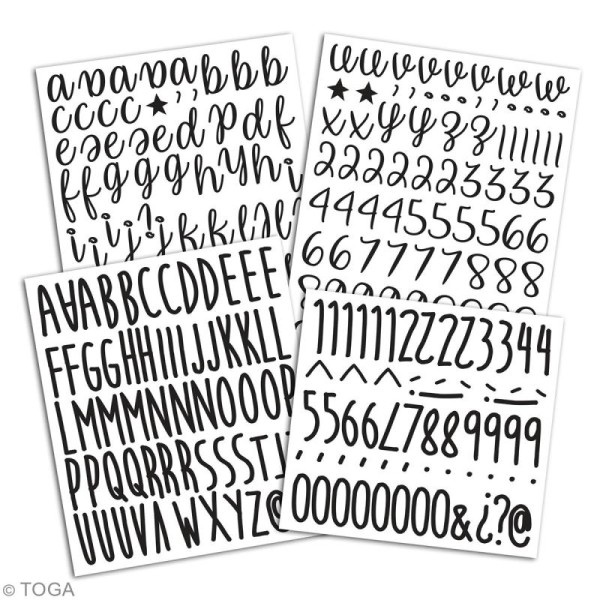 Stickers alphabet flex thermocollant - Noir - Multi typographies - 301 pcs - Photo n°2