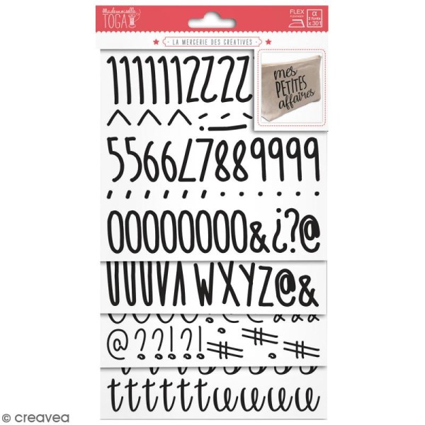 Stickers alphabet flex thermocollant - Noir - Multi typographies - 301 pcs