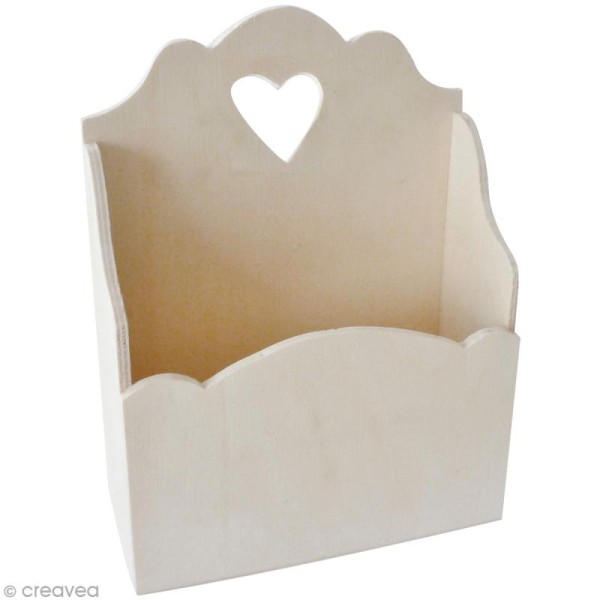 Vide poche Coeur en bois à décorer - 13 x 5,5 x 17 cm - Photo n°1