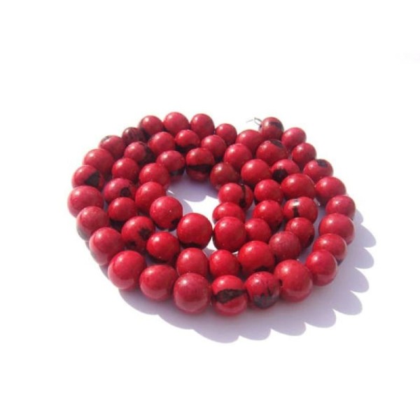 Açaï du Brésil teintées rouge pâle : 20 Perles 6/9 MM de diamètre - Photo n°1