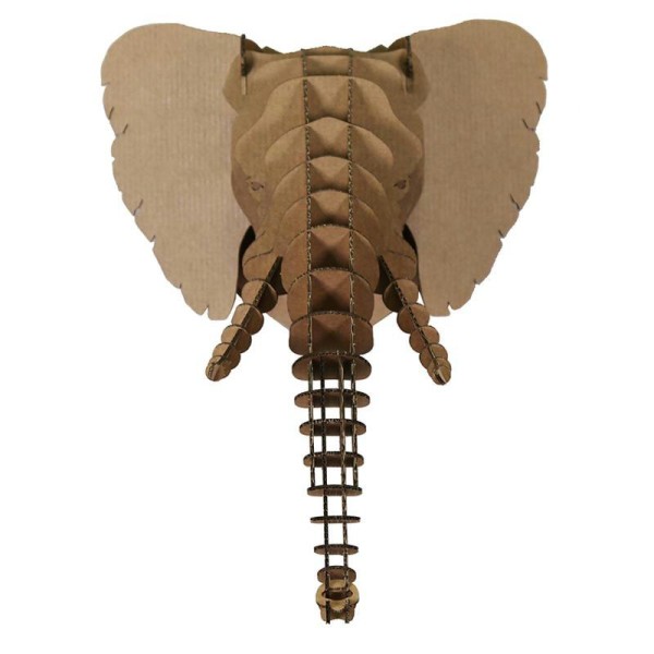 Trophée Tête d'Elephant en Carton brun XXL 51x67x53 Animatomy - Photo n°2