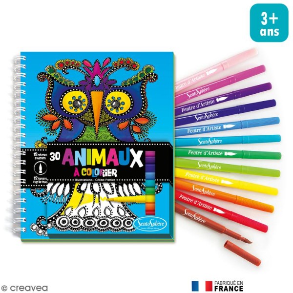Kit coloriage Animaux pour enfants - Carnet de coloriage et feutres - Photo n°1