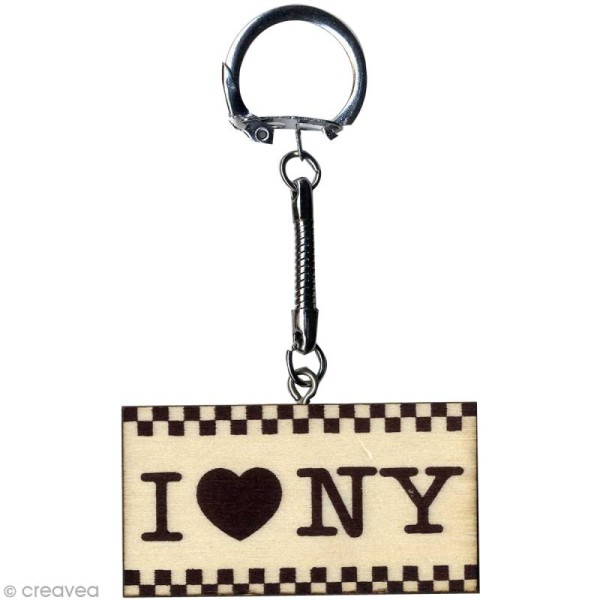 Porte clés Cities New York en bois - 5,5 x 3 cm - Photo n°1