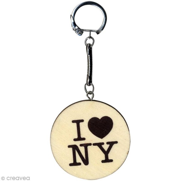 Porte clés Cities New York en bois - 5 x 5 cm - Photo n°1