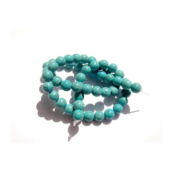 Howlite teintée façon turquoise : 10 Perles 8 MM de diamètre - Photo n°1