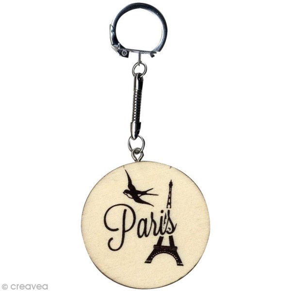Porte clés Cities Paris en bois - 5 x 5 cm - Photo n°1
