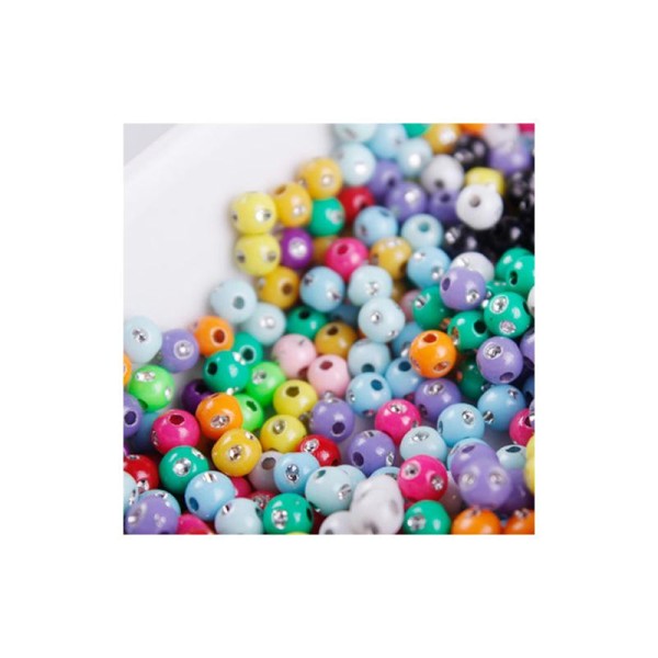 50 Perle Mix Point Argentées 6mm couleur Mixte argentes création bijoux, bracelet, colier - Photo n°2