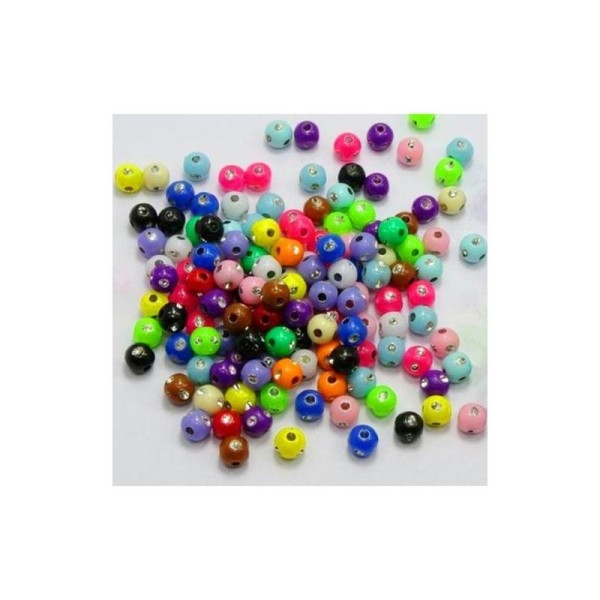 50 Perle Mix Point Argentées 6mm couleur Mixte argentes création bijoux, bracelet, colier - Photo n°3