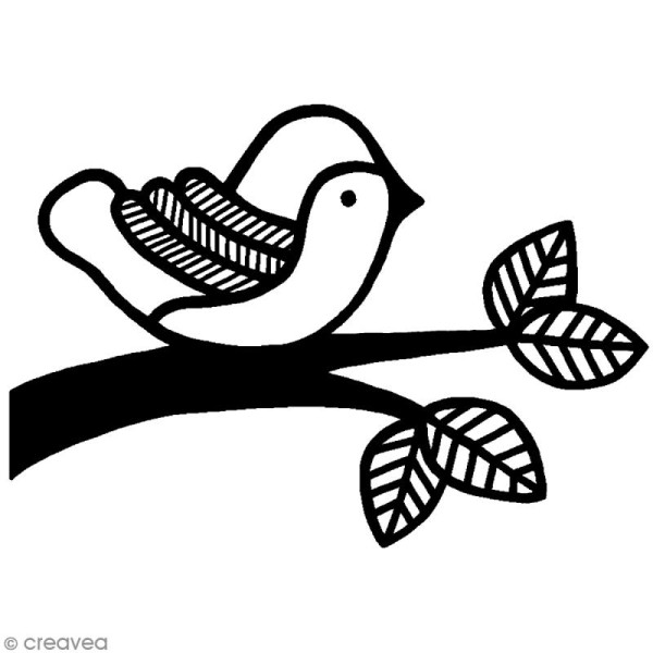 Tampon Nature - Oiseau sur branche - 5,3 x 3,7 cm - Photo n°1