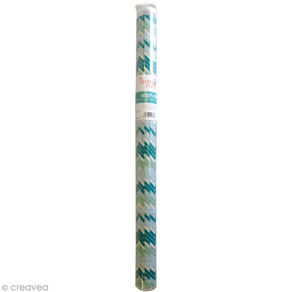 Papier cadeau imprimé - Chevrons vert bleu - 3 feuilles 46 cm x 1,2 m - Photo n°2