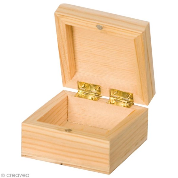 Boîte en bois carrée mini - 6 cm - Photo n°1
