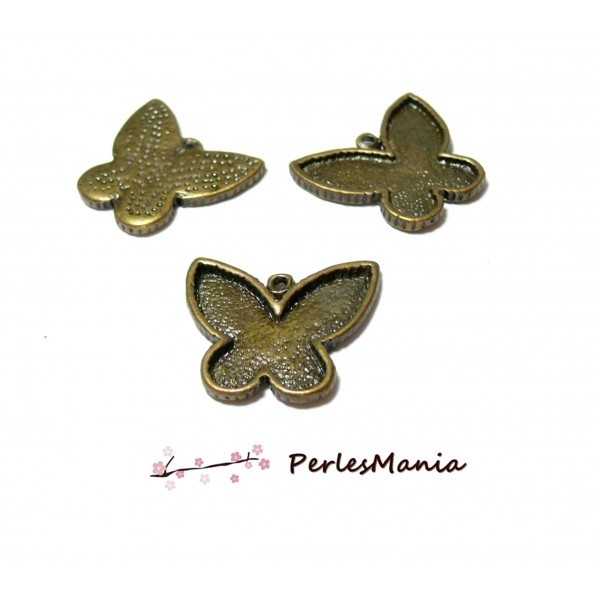 PAX 10 pendentifs brelqoue Papillon en métal couleur Bronze H64Y - Photo n°1
