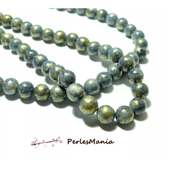 1 fil d'environ 60 perles Jade Mashan Gris mordoré 6mm H23201A - Photo n°1