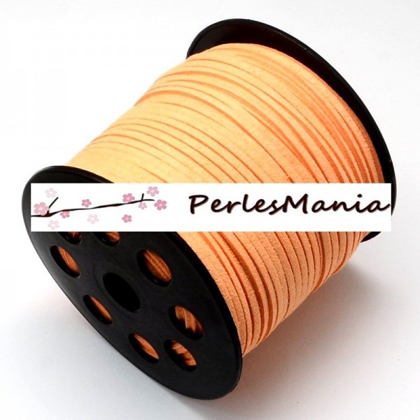 10m de cordon en suédine Orange Pastel 3mm aspect daim ref1064 qualité - Photo n°1