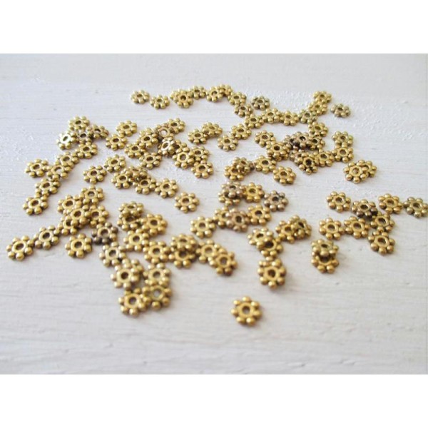 Lot de 100 perles intercalaires dorées 4 mm - Photo n°1