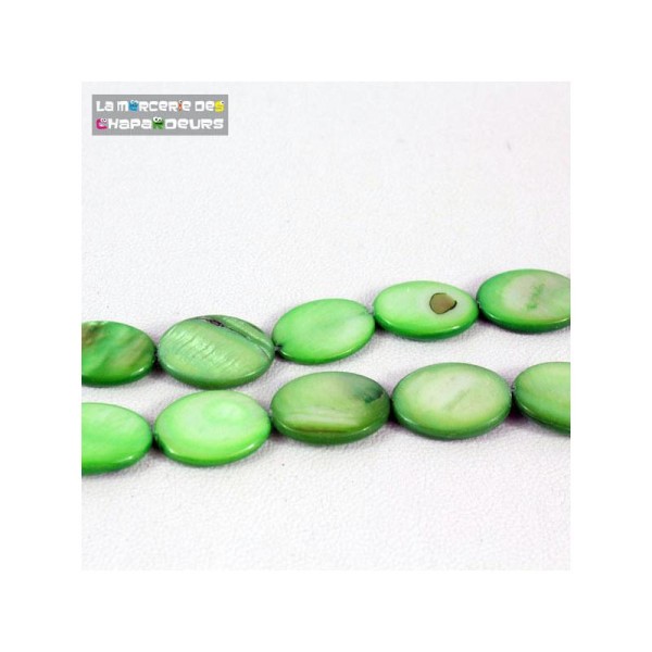 Lot De 5 Perles En Coquille Ovale Vert 20 * 15 Mm - Photo n°1