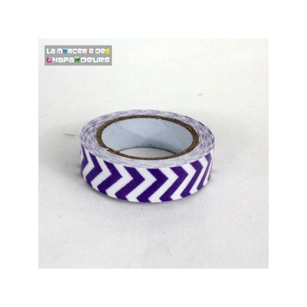 Masking Tape 15 Mm Coton Chevron Violet - Photo n°1