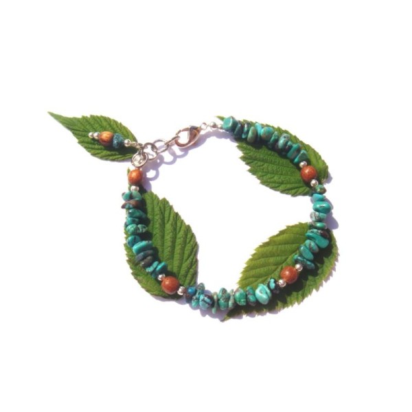 Bracelet Turquoise et Bois Bayong 18,3 CM max - Photo n°1