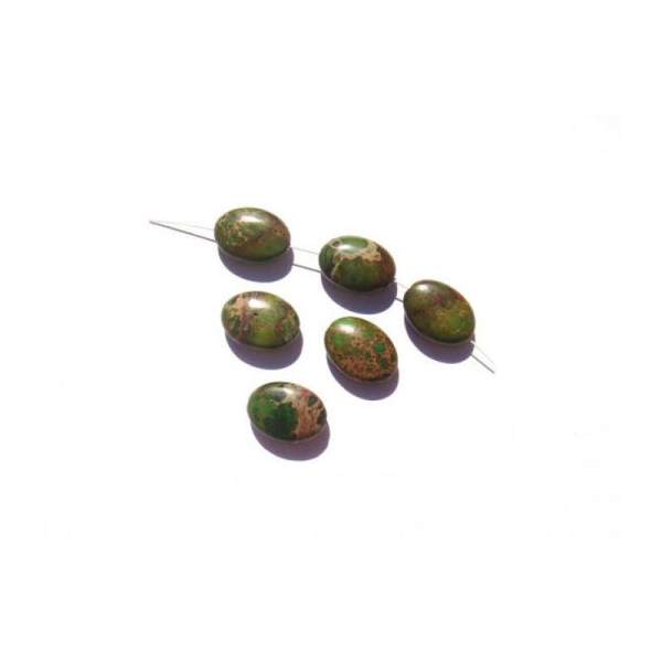 Sugulite teintée vert : 6 Perles Ovales 18 MM de longueur - Photo n°1