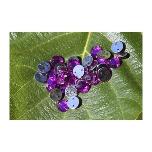 Strass irisés violet à coudre ou à coller, Sequins de 1 cm par lot de 40 - Photo n°2