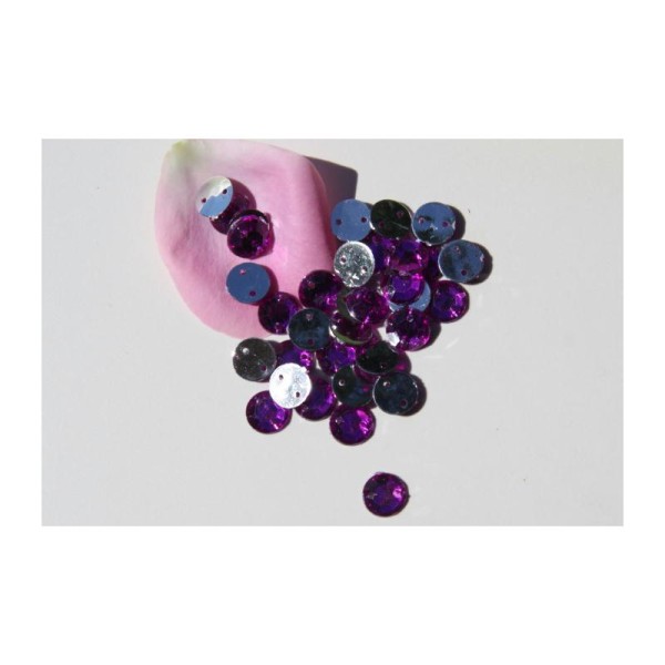 Strass irisés violet à coudre ou à coller, Sequins de 1 cm par lot de 40 - Photo n°1