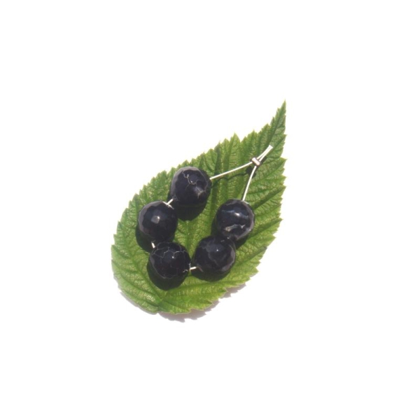 Agate Craquelée teintée noire et blanc : 5 Perles 10 MM de diamètre - Photo n°1