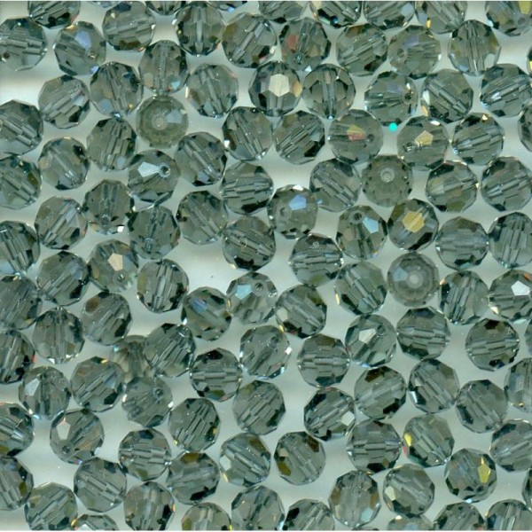 5000 6 BD *** 24 perles RONDES de Swarovski 6mm BLACK DIAMOND - Photo n°1