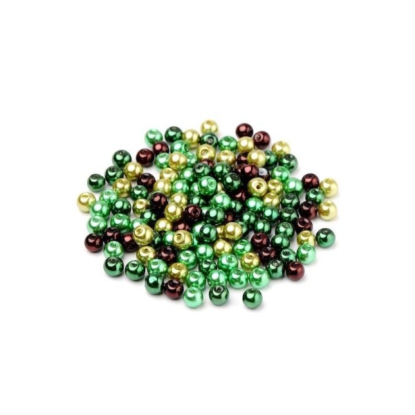 50 Perles Nacrée 6 mm Couleurs Différentes effet vert - Photo n°1