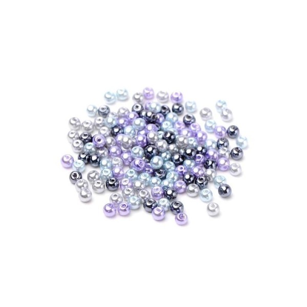 50 Perles Nacrée 6 mm Couleurs Différentes par thème violet - Photo n°1