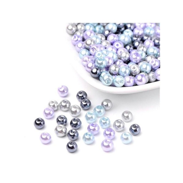 100 Perles Nacrée 4 mm Couleurs Différentes par thème lavande - Photo n°1