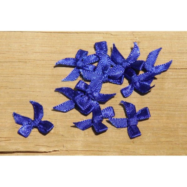 Lot de 10 Noeuds papillon en ruban de satin bleu roi de 5 mm - Photo n°1