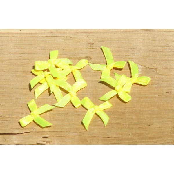 Lot de 10 Noeuds papillon en ruban de satin jaune citron de 5 mm - Photo n°1