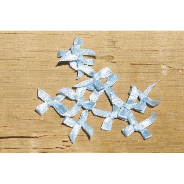 Lot de 10 Noeuds papillon en ruban de satin bleu clair de 5 mm - Photo n°1