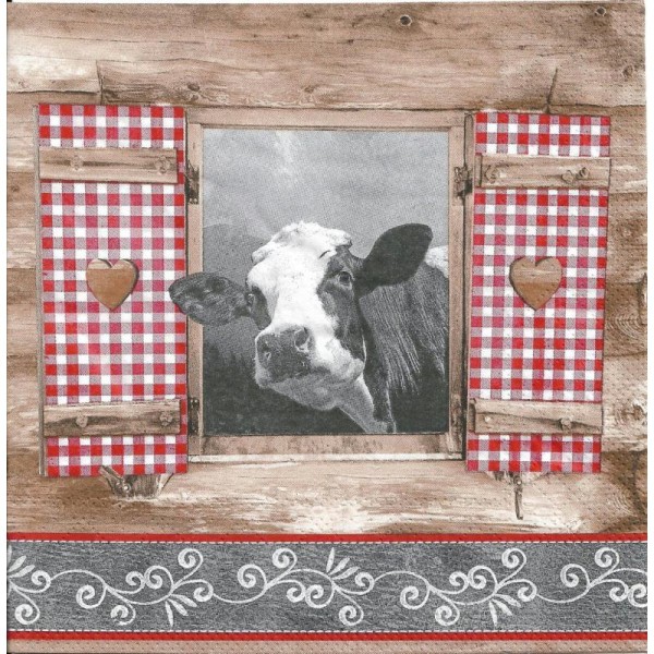 4 Serviettes en papier Vache des Alpes Format Lunch - Photo n°1