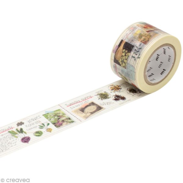 Masking Tape large - Beige - Journal de cuisinier - 30 mm x 10 m - Photo n°1