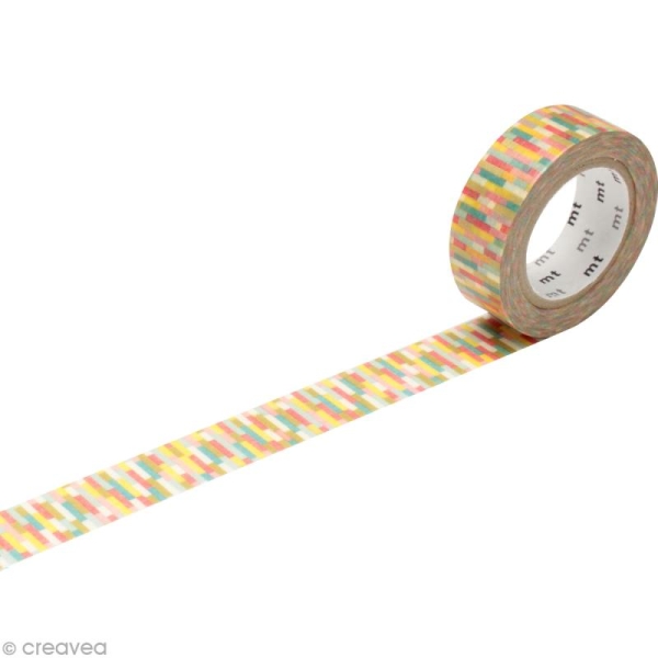 Masking Tape - Rose multicolore - Rectangles - 15 mm x 10 m - Photo n°1