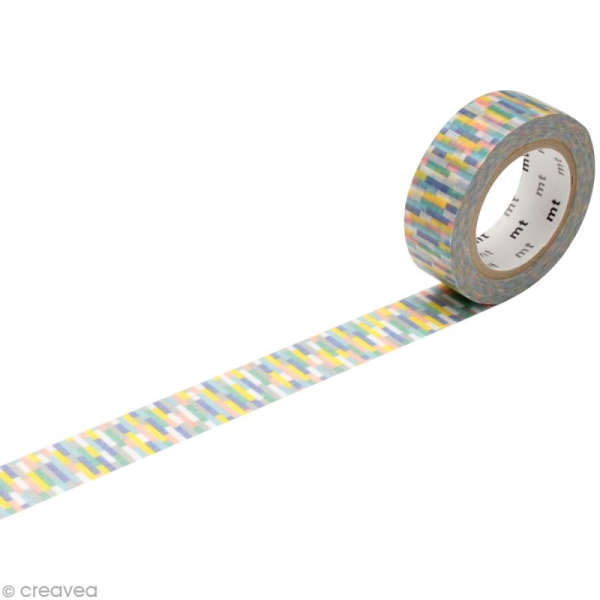 Masking Tape - Bleu multicolore - Rectangles - 15 mm x 10 m - Photo n°1