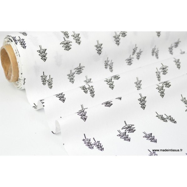 Tissu 100% coton imprimé Sapins noir sur fond blanc CONIFER .x1m - Photo n°2