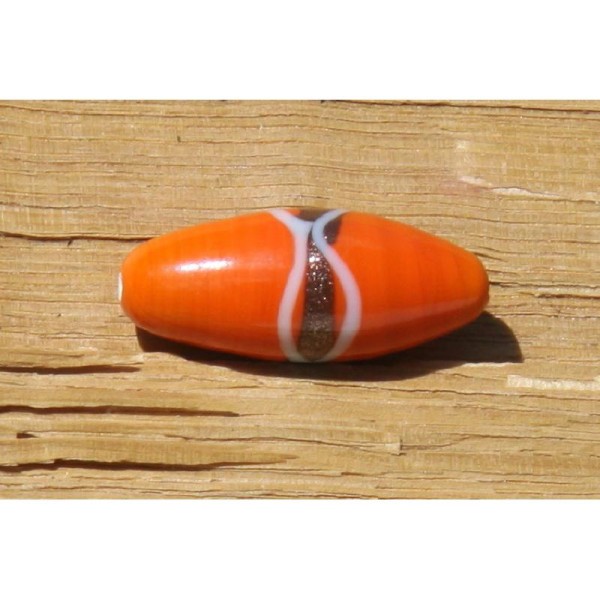 Longue perle en céramique orange - Photo n°1
