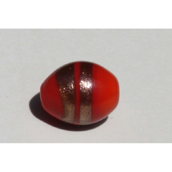 Perle en céramique ovale orange de 2 cm x 1.5 cm - Photo n°3